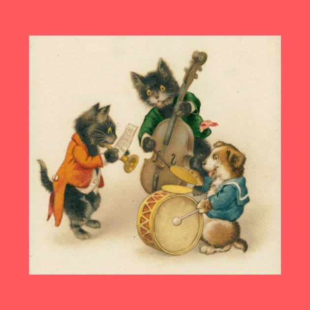 Puppy and Kittens Play in a Band by Star Scrunch