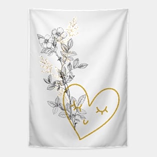 Wild Rose Flower with Heart Tapestry