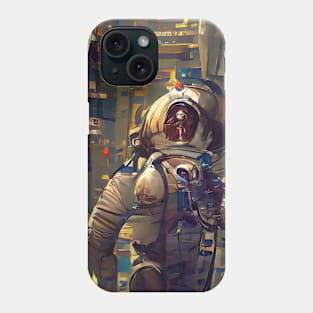 astronaut standing in space station Phone Case