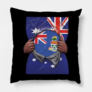 Cayman Islands Flag Australian Flag Ripped Open - Gift for Caymanian From Cayman Islands Pillow