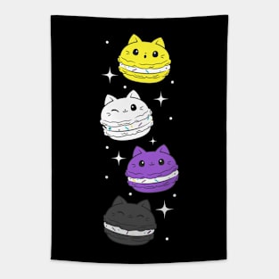 Non Binary Pride Flag Nonbinary Cat Enby Macaron Tapestry