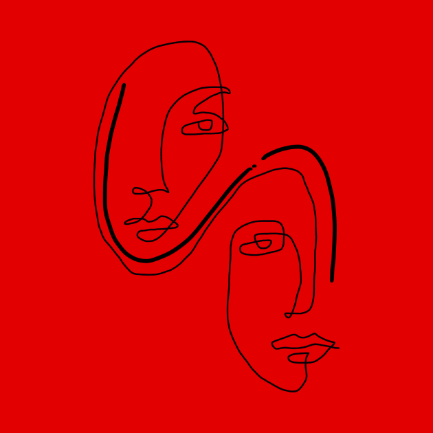 One line art of two faces by thecolddots