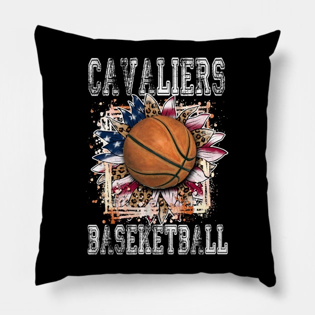 American Flag Personalized Cavaliers Proud Name Basketball Pillow by Irwin Bradtke