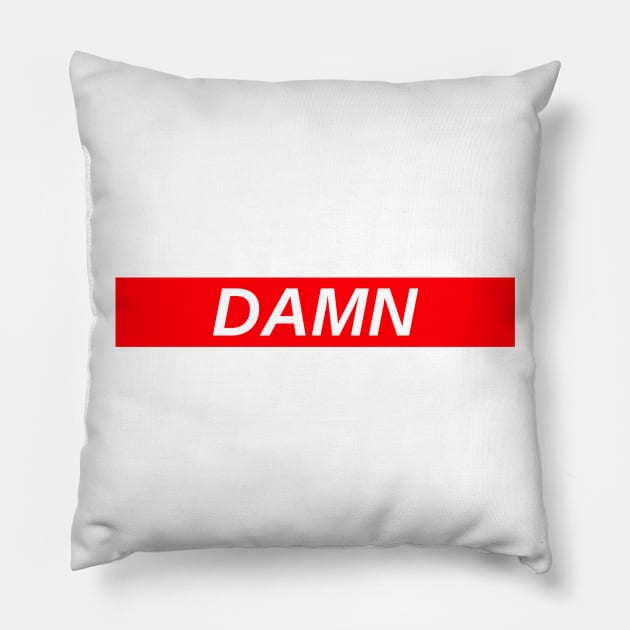 DAMN // Red Box Logo Pillow by FlexxxApparel