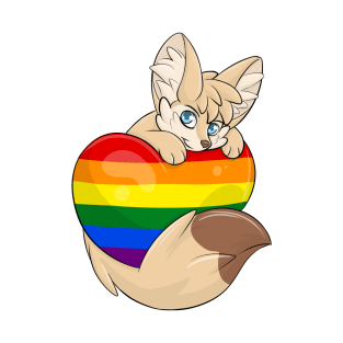 LGBTQIA Heart Flag - Fennec Fox T-Shirt