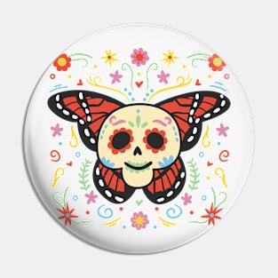 Adorable Sugar Skull Butterfly // Cute Day of the Dead Pin