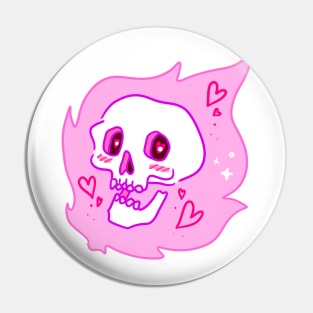 Pink Flame Skull Pin