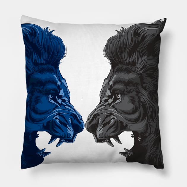 face off lion Pillow by mistertomat