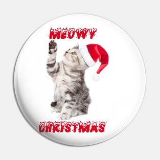 MEOWY CHRISTMAS CAT T-SHIRT MERRY CHRISTMAS Pin