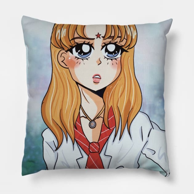 90's Anime Mia Colucci Pillow by Designs by Lita