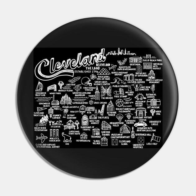 Cleveland Ohio Map Pin by fiberandgloss