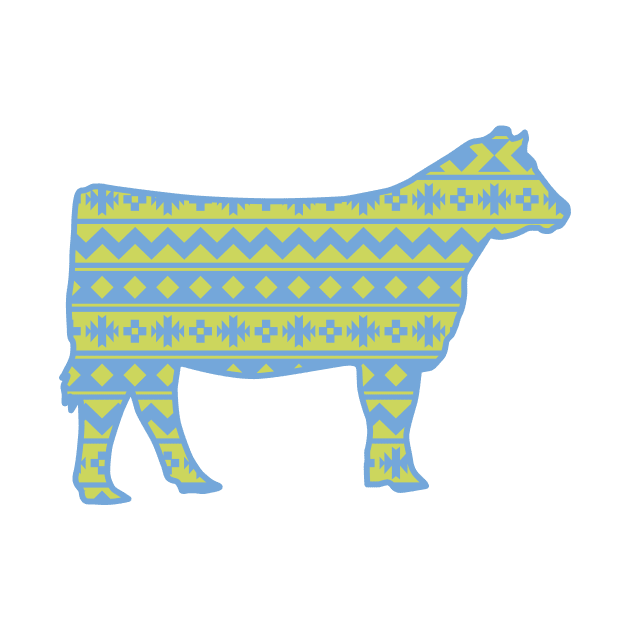 Farm Life Show Heifer with Blue & Green Southwest Pattern by SAMMO