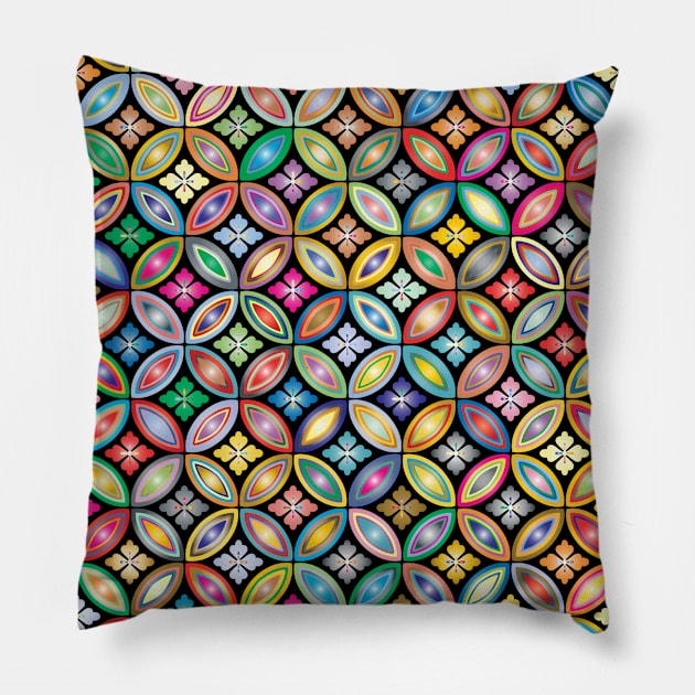 Calming melange of coloured crosses and colourful circles Pillow by Montanescu