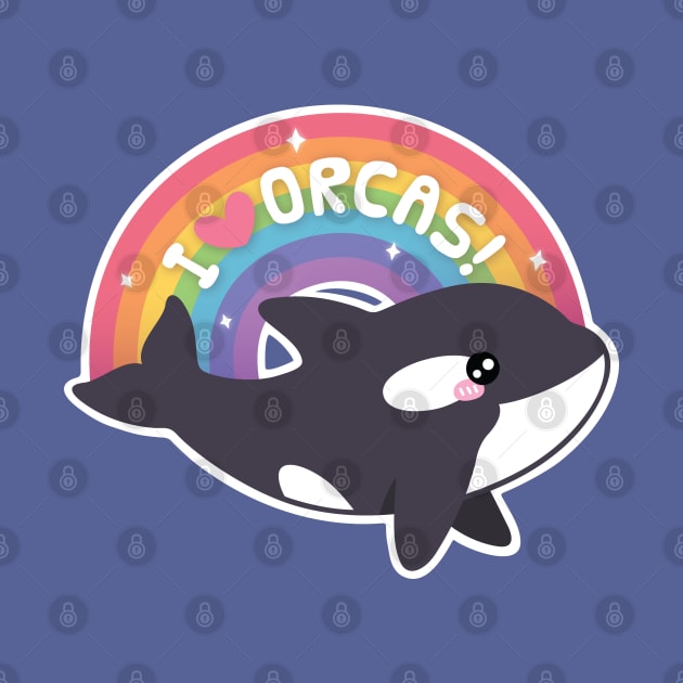 Cute I Love Orcas Rainbow by rustydoodle