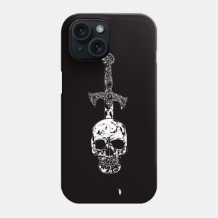 Sword embedded in skull of white colour Phone Case