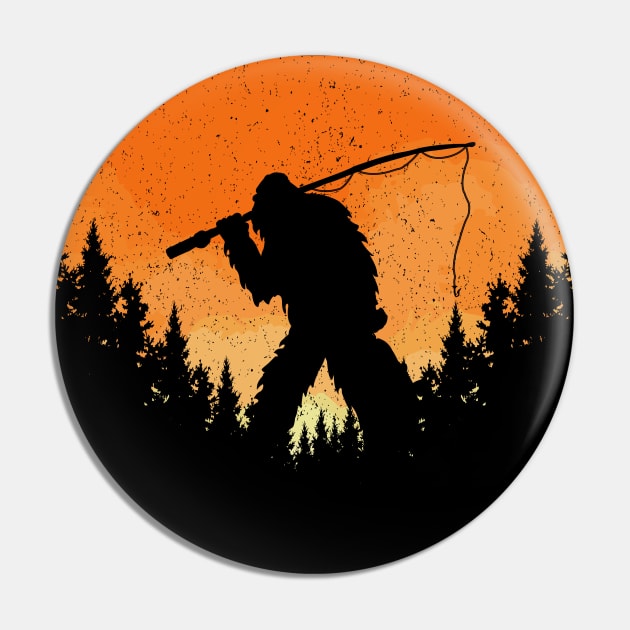 Tesszero Sasquatch Fishing Sunset Pin