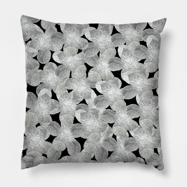 Watercolor flowers, violets. Monochrome black-white seamless pattern with wild field flowers. Best for prints, fabric, backgrounds, wallpapers, covers and packaging, wrapping paper. Pillow by Olesya Pugach