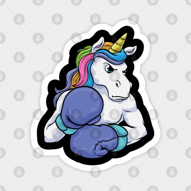 Unicorn at Boxing with Boxing gloves Magnet by Markus Schnabel