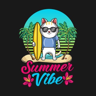 Retro Summer Vibes Summer Cat Costume Summer Vibe Women Kids T-Shirt