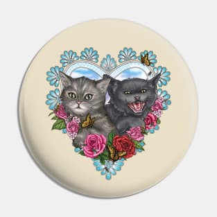 Screaming Kittens Heart Pin