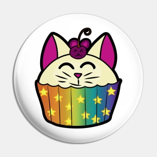 Catcake With Mouse-Cherry - Rainbow Pin