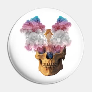 Subtle Trans Flag Halloween Skull Pin