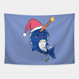 Cute Christmas Narwal Tapestry