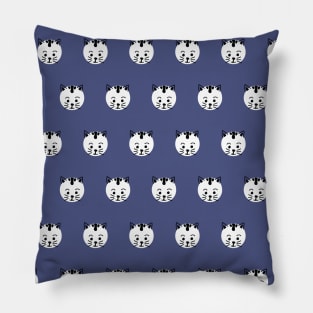 Polka Dots Kitty Blue Pillow