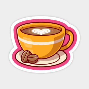 Coffee Love Foam With Beans Cartoon Magnet