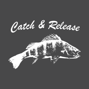 Catch and Release Series, Perch, White color T-Shirt