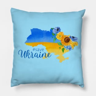 Save Ukraine, design with flower map of Ukraine Pillow