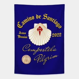 Camino de Santiago Anno Domini 2022 Scallop Shell Cross Tapestry