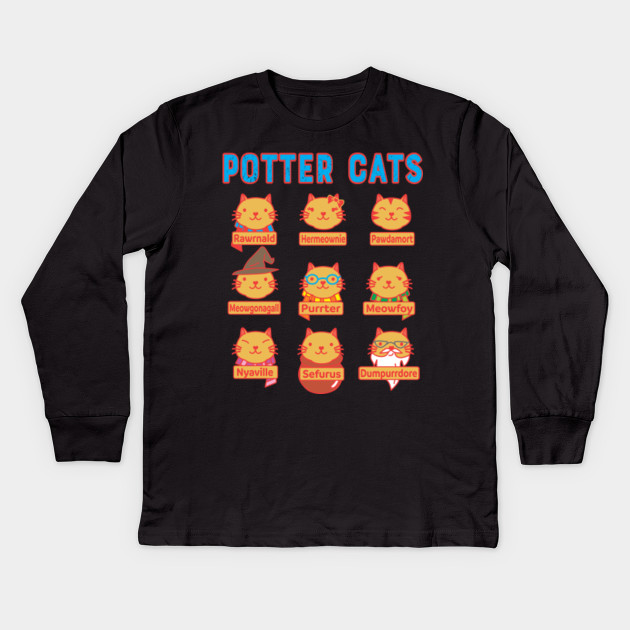 Funny Harry Potter Cats T Shirt Potter T Shirt Manches Longues Bebe Teepublic Fr