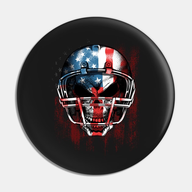 American Football USA Flag Skull Helm Pin by Evoke Collective