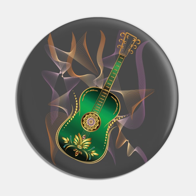 Luxury Metalic Green Golden Guitar instruments Pin by Nobiya