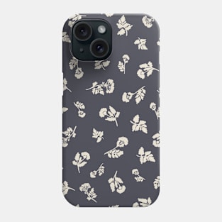 Cream Ditsy Hemlock Print on Charcoal Grey -  Floral Repeat Pattern Phone Case