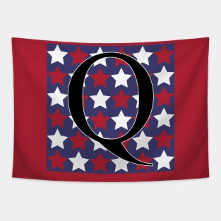 Old Glory Letter Q Black on Star Fill Tapestry