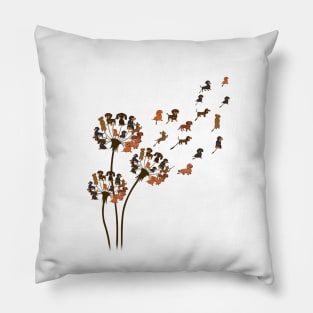 Dandelion Dachshund Flower Cute Dog Pillow