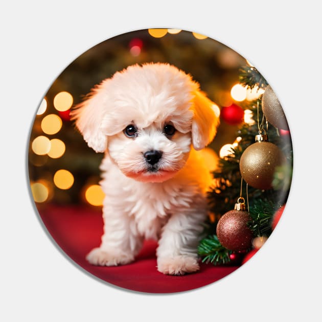 Cute Bichon Frise Puppy Dog Christmas Pin by nicecorgi