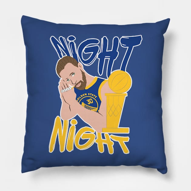 Retro Steph Curry Night Night Golden State Basketball Pillow by Free n Happy