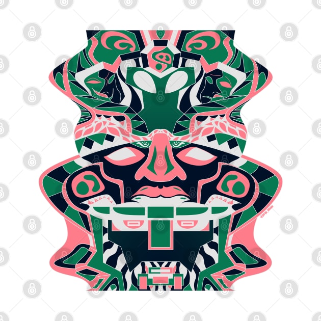 omega totem in mecha sentinel disguise ecopop tribal olmec mask by jorge_lebeau