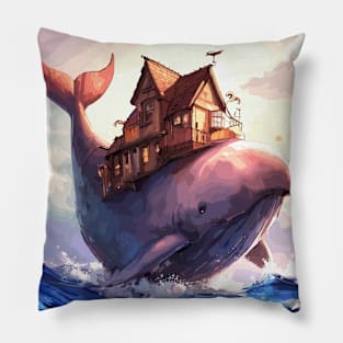 Fantasy family on whale Pillow