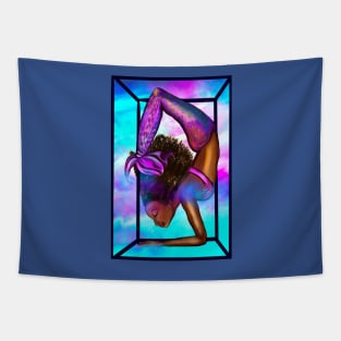 Mermaid handstand in frame Coco the Magical rainbow mermaid doing an underwater handstand. Afro hair and caramel brown skin Tapestry