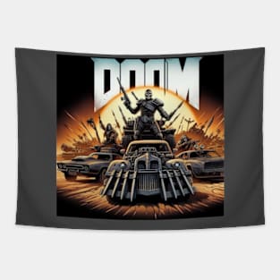 Mad Max Driving the Doom Cars Tapestry