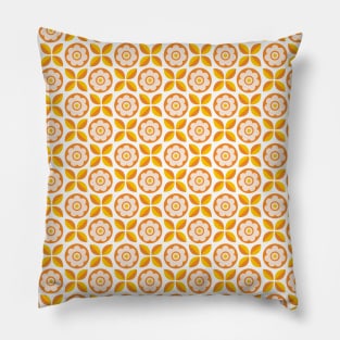 Retro Floral Pattern Tangerine, Blush Pink, Yellow Pillow