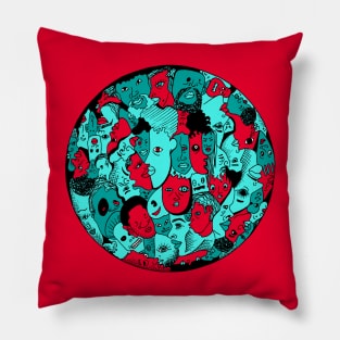 Turqred Many Faces Pillow