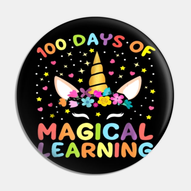 Unicorn 100 Days of School 100th Girls Magical Pin by Kink4on