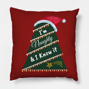 Cute christmas naughty & I know it tree design for Pillow