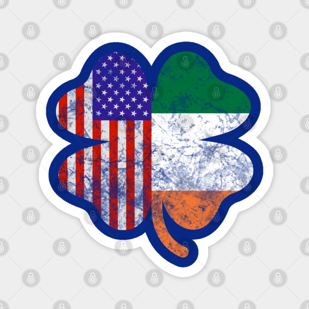 Irish American Flag Shamrock Magnet by Scar