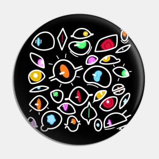 Many colorful eyes Pin